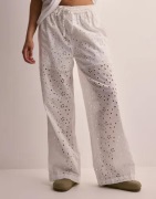 Pieces - Hvit - Pcwendy Mw Broderie Angalise Pant D