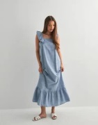 Pieces - Blå - Pcapia Sl Square Neck Ankle Dress M