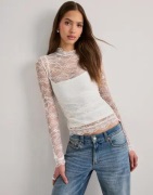 Nelly - Hvit - Lace LS Top