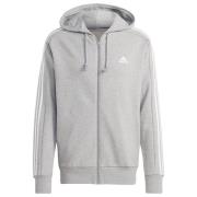 adidas Hettegenser Essentials French Terry 3-Stripes Full Zip - Grå