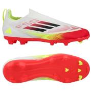 adidas F50 League Laceless FG/AG Pure Victory - Hvit/Sort/Gul Barn